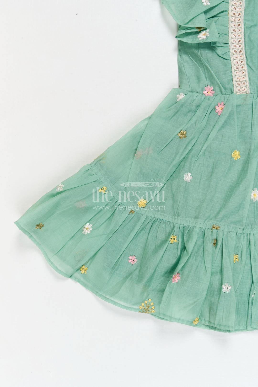 The Nesavu Girls Cotton Frock Toddler Girl Frock for Ethnic Day and Celebration Wear Nesavu Nesavu toddler girl embroidered frock for ethnic day celebrations and traditional gatherings