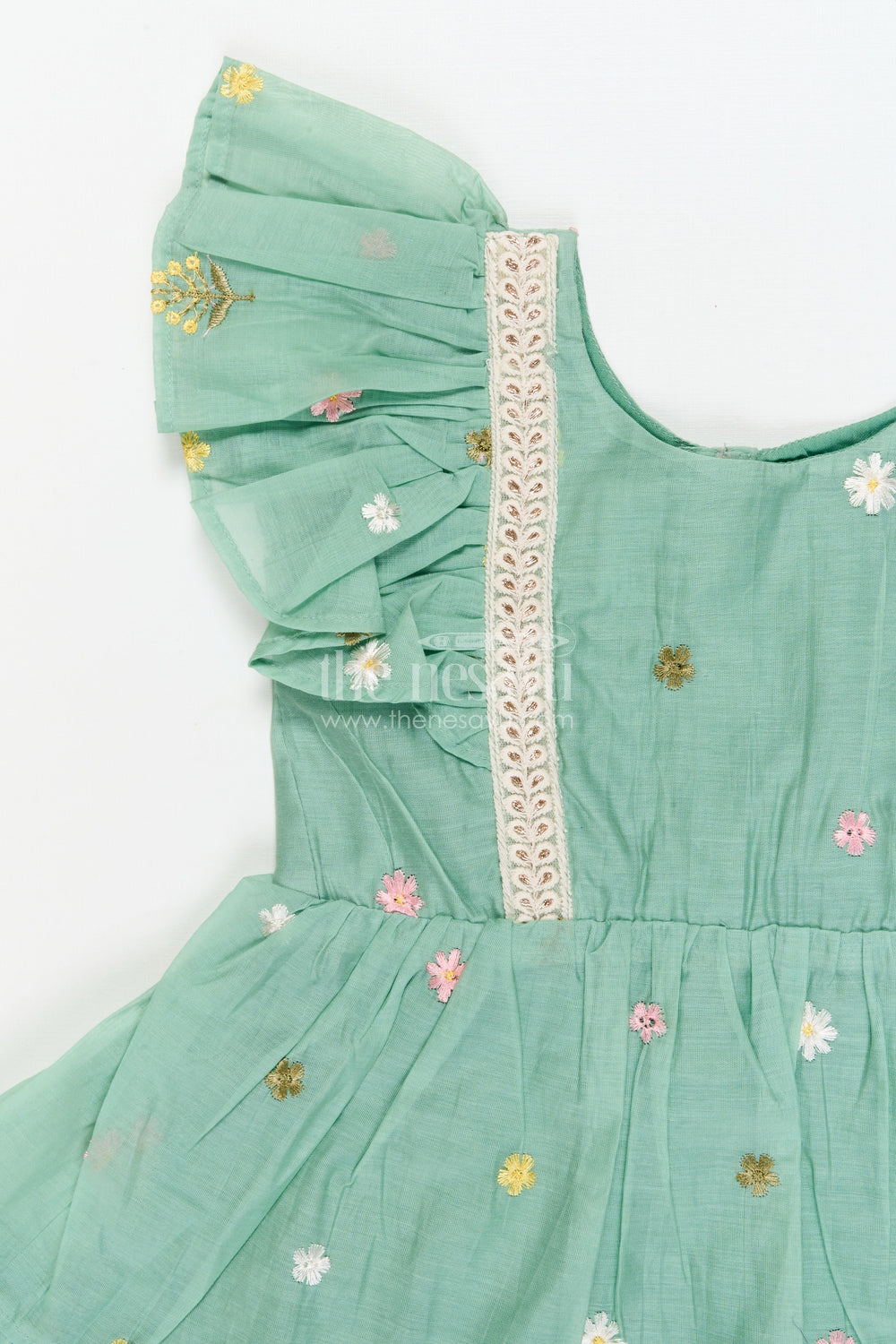 The Nesavu Girls Cotton Frock Toddler Girl Frock for Ethnic Day and Celebration Wear Nesavu Nesavu toddler girl embroidered frock for ethnic day celebrations and traditional gatherings