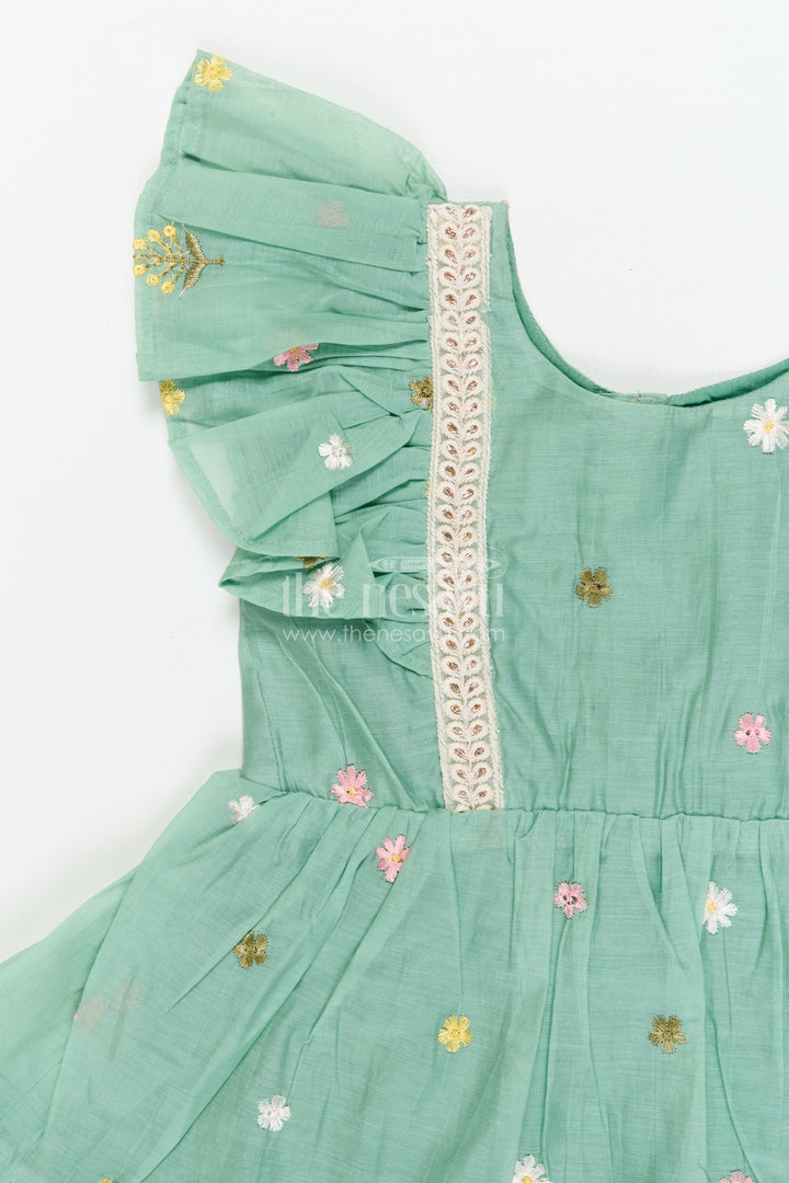 The Nesavu Girls Cotton Frock Toddler Girl Frock for Ethnic Day and Celebration Wear Nesavu Nesavu toddler girl embroidered frock for ethnic day celebrations and traditional gatherings