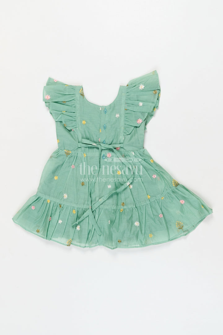 The Nesavu Girls Cotton Frock Toddler Girl Frock for Ethnic Day and Celebration Wear Nesavu Nesavu toddler girl embroidered frock for ethnic day celebrations and traditional gatherings