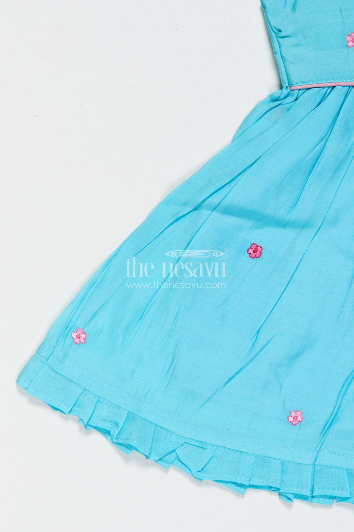 The Nesavu Girls Chanderi Frock Toddler Girl Frock for Ethnic Day and Cultural Events Nesavu Nesavu toddler girl ethnic frock in Chanderi cotton with thread embroidery for festive occasions