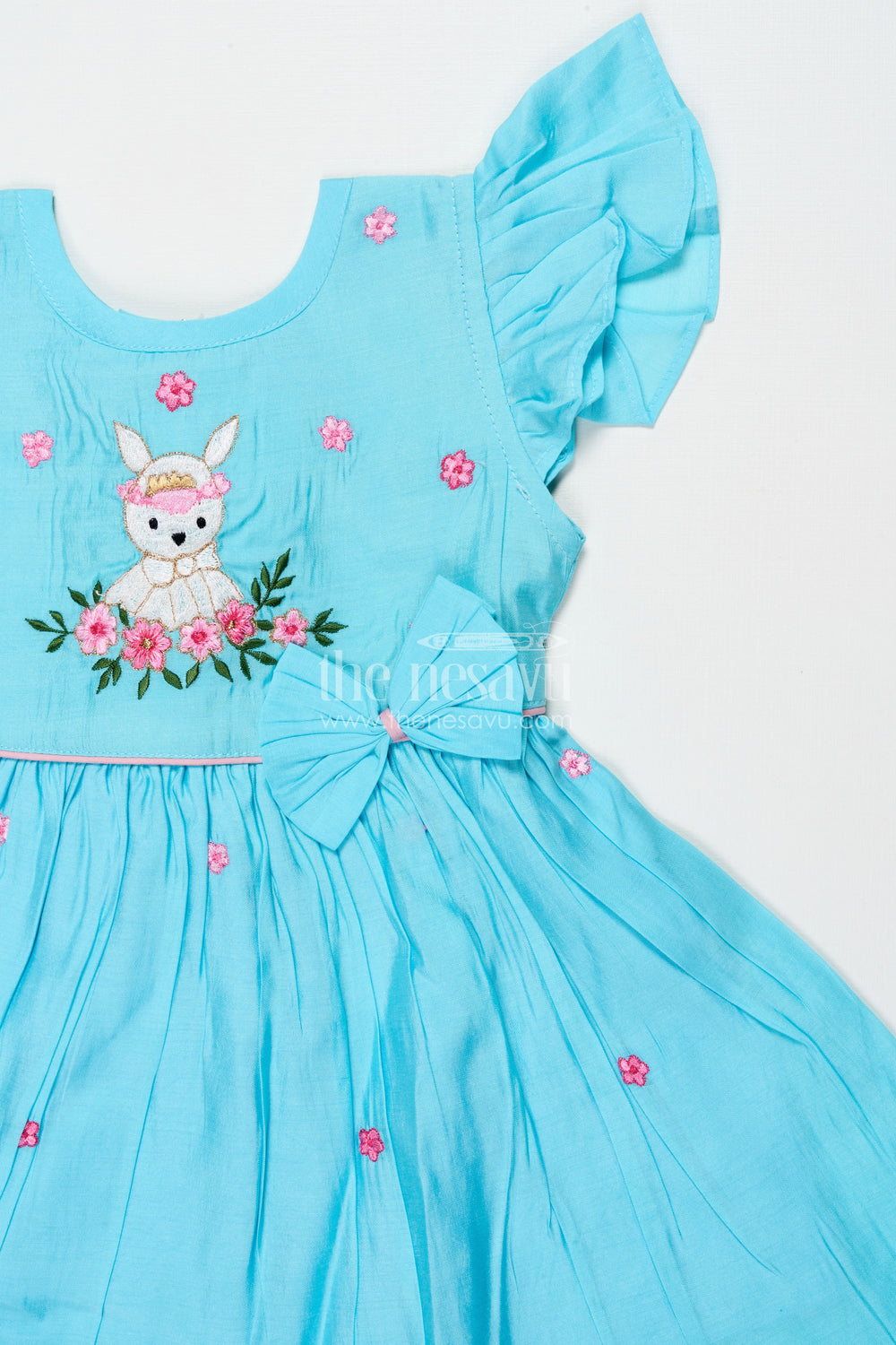 The Nesavu Girls Chanderi Frock Toddler Girl Frock for Ethnic Day and Cultural Events Nesavu Nesavu toddler girl ethnic frock in Chanderi cotton with thread embroidery for festive occasions