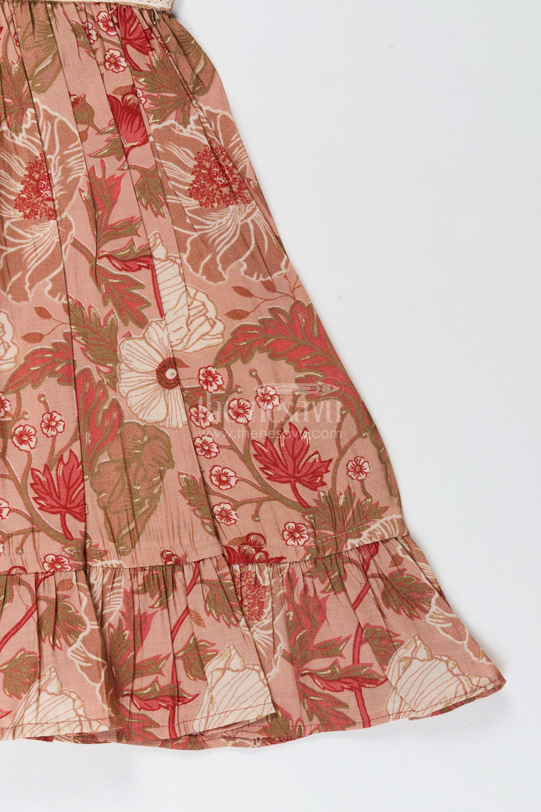 The Nesavu Girls Cotton Frock Toddler Girl Frock for Festive Gatherings and Family Photos Nesavu Nesavu toddler girl frock modal silk floral print festive celebrations photo days
