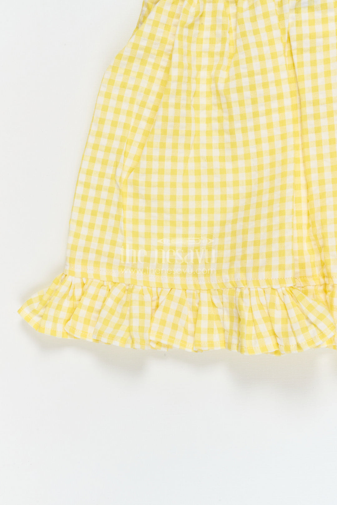 The Nesavu Girls Cotton Frock Toddler Girl Frock for Summer Days and Vacation Travel Nesavu Nesavu toddler girl seersucker frock with gingham checks for summer outings and vacations