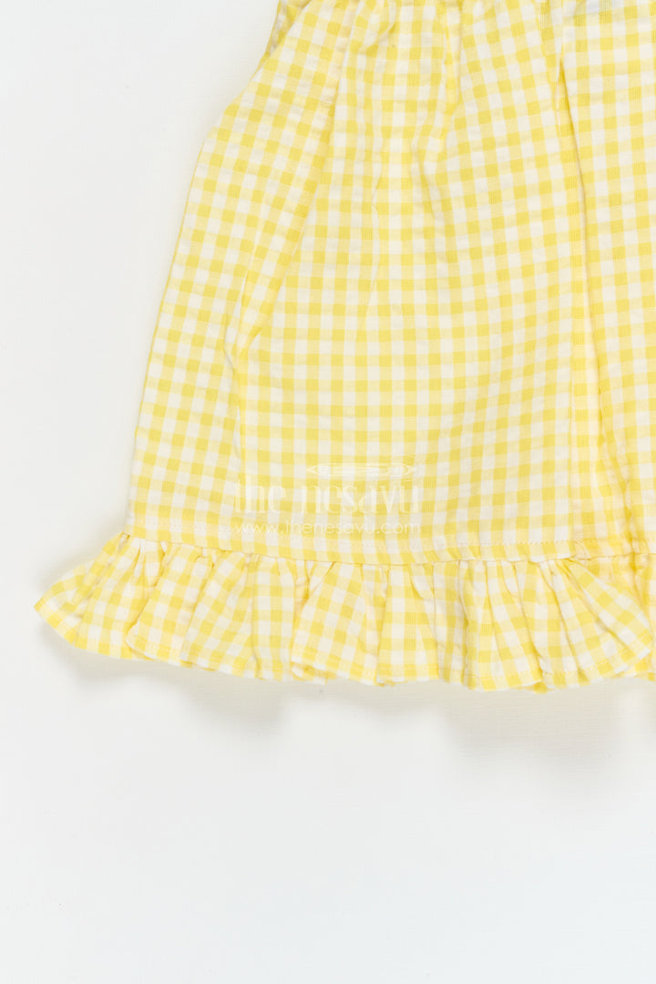 The Nesavu Girls Cotton Frock Toddler Girl Frock for Summer Days and Vacation Travel Nesavu Nesavu toddler girl seersucker frock with gingham checks for summer outings and vacations