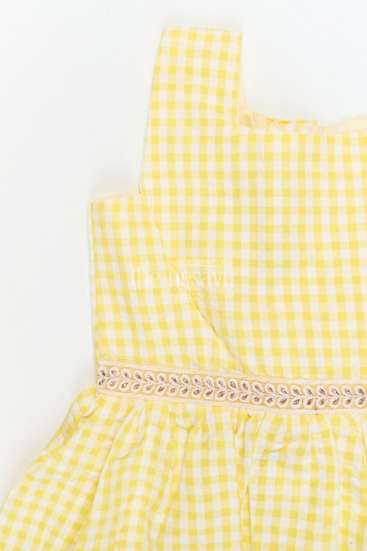 The Nesavu Girls Cotton Frock Toddler Girl Frock for Summer Days and Vacation Travel Nesavu Nesavu toddler girl seersucker frock with gingham checks for summer outings and vacations