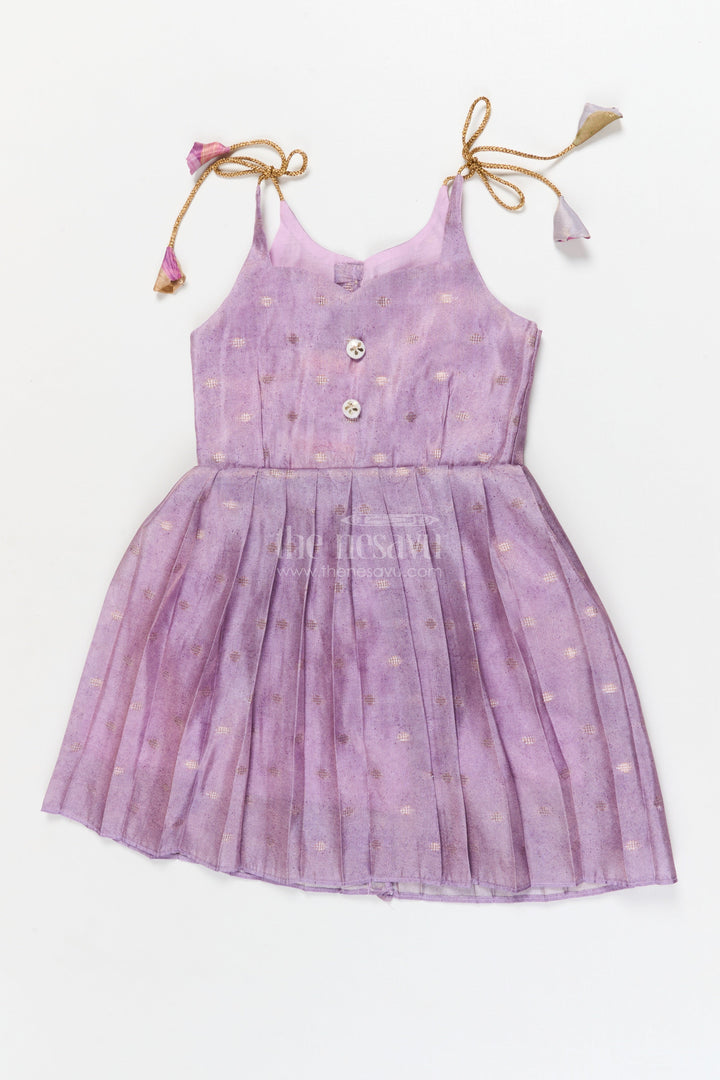 The Nesavu Tie-up Frock Toddler Girl Frock for Traditional Occasions and Photo Sessions Nesavu 18 (2Y) / Purple / Banarasi T424A-18 Nesavu toddler girl frock in semi Banaras silk for festive events and traditional photoshoots