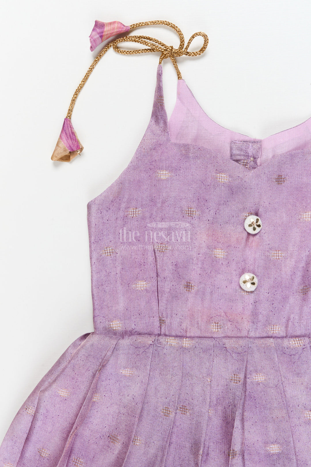 The Nesavu Tie-up Frock Toddler Girl Frock for Traditional Occasions and Photo Sessions Nesavu Nesavu toddler girl frock in semi Banaras silk for festive events and traditional photoshoots