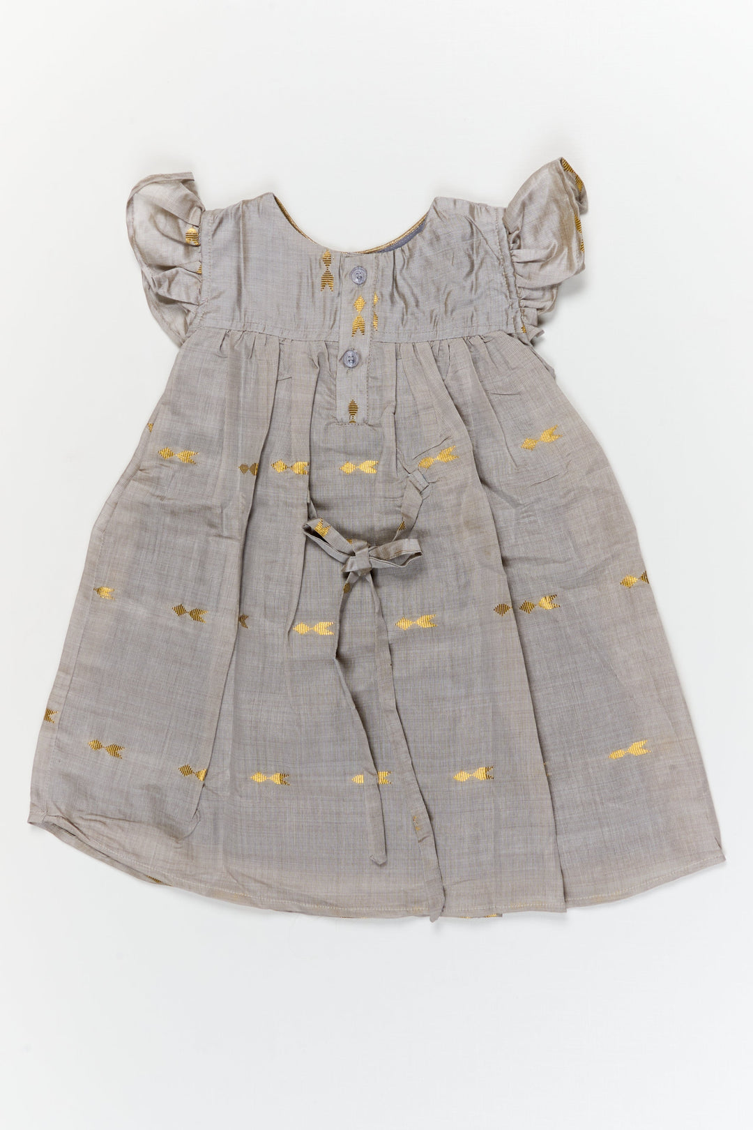 The Nesavu Girls Chanderi Frock Toddler Girl Frock for Weddings and Milestone Photoshoots Nesavu Nesavu toddler girl silk frock with golden butti for weddings and special photoshoot moments