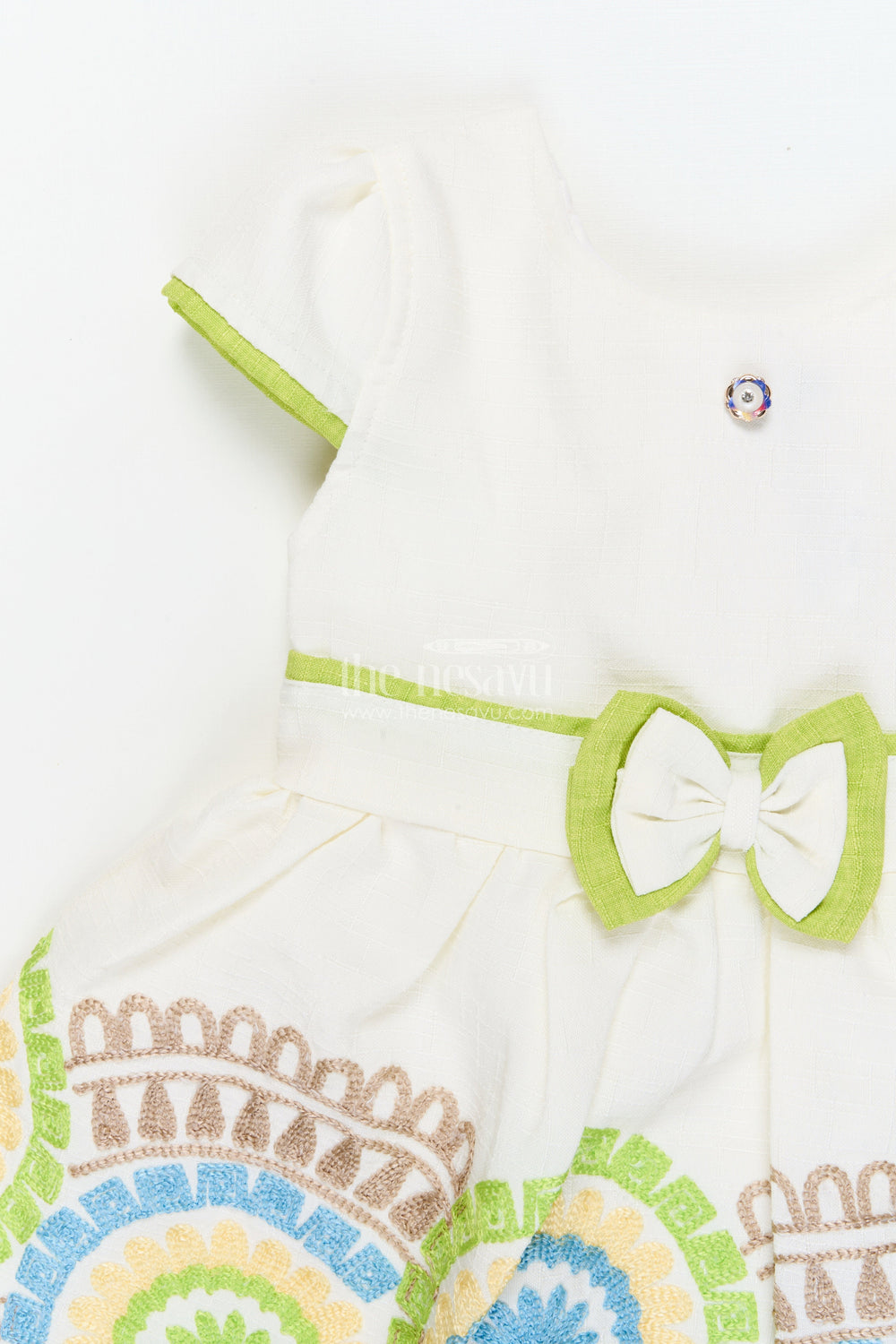 The Nesavu Girls Cotton Frock Toddler Girl Frock with Playful Embroidery for Birthdays and Casual Wear Nesavu Nesavu cotton embroidered frock for toddler girls – perfect for casual birthdays and playful outings