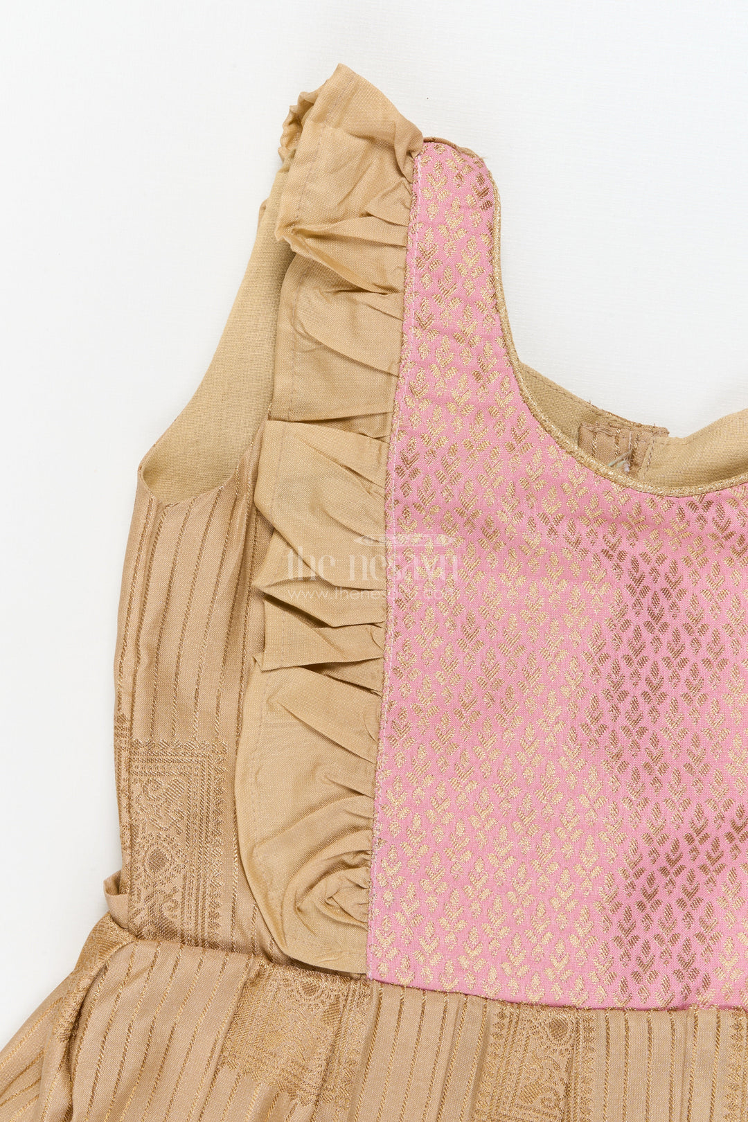 The Nesavu Girls Kanchi Silk Frock Toddler Girl Kanchi Silk Frock for Ethnic Celebrations and Birthday Rituals Nesavu Nesavu toddler girl Kanchi silk frock for traditional birthdays and cultural functions