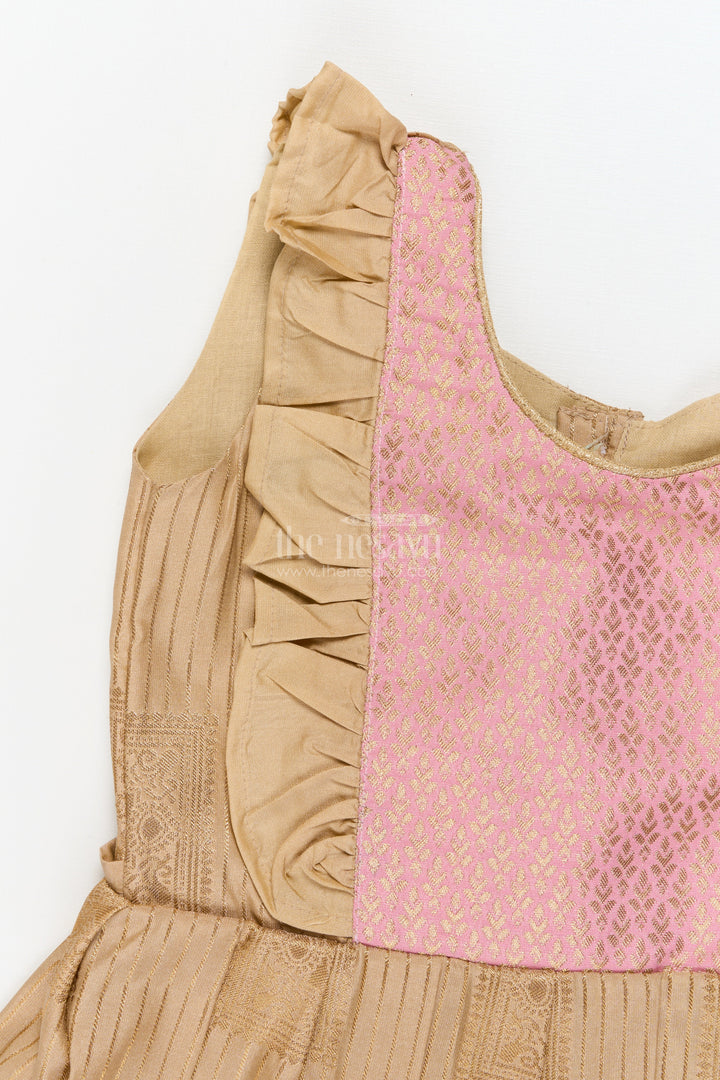 The Nesavu Girls Kanchi Silk Frock Toddler Girl Kanchi Silk Frock for Ethnic Celebrations and Birthday Rituals Nesavu Nesavu toddler girl Kanchi silk frock for traditional birthdays and cultural functions