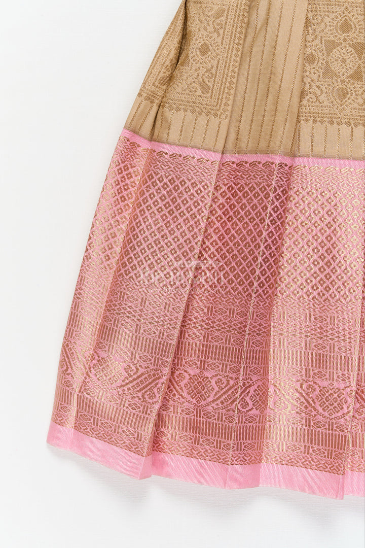 The Nesavu Girls Kanchi Silk Frock Toddler Girl Kanchi Silk Frock for Ethnic Celebrations and Birthday Rituals Nesavu Nesavu toddler girl Kanchi silk frock for traditional birthdays and cultural functions