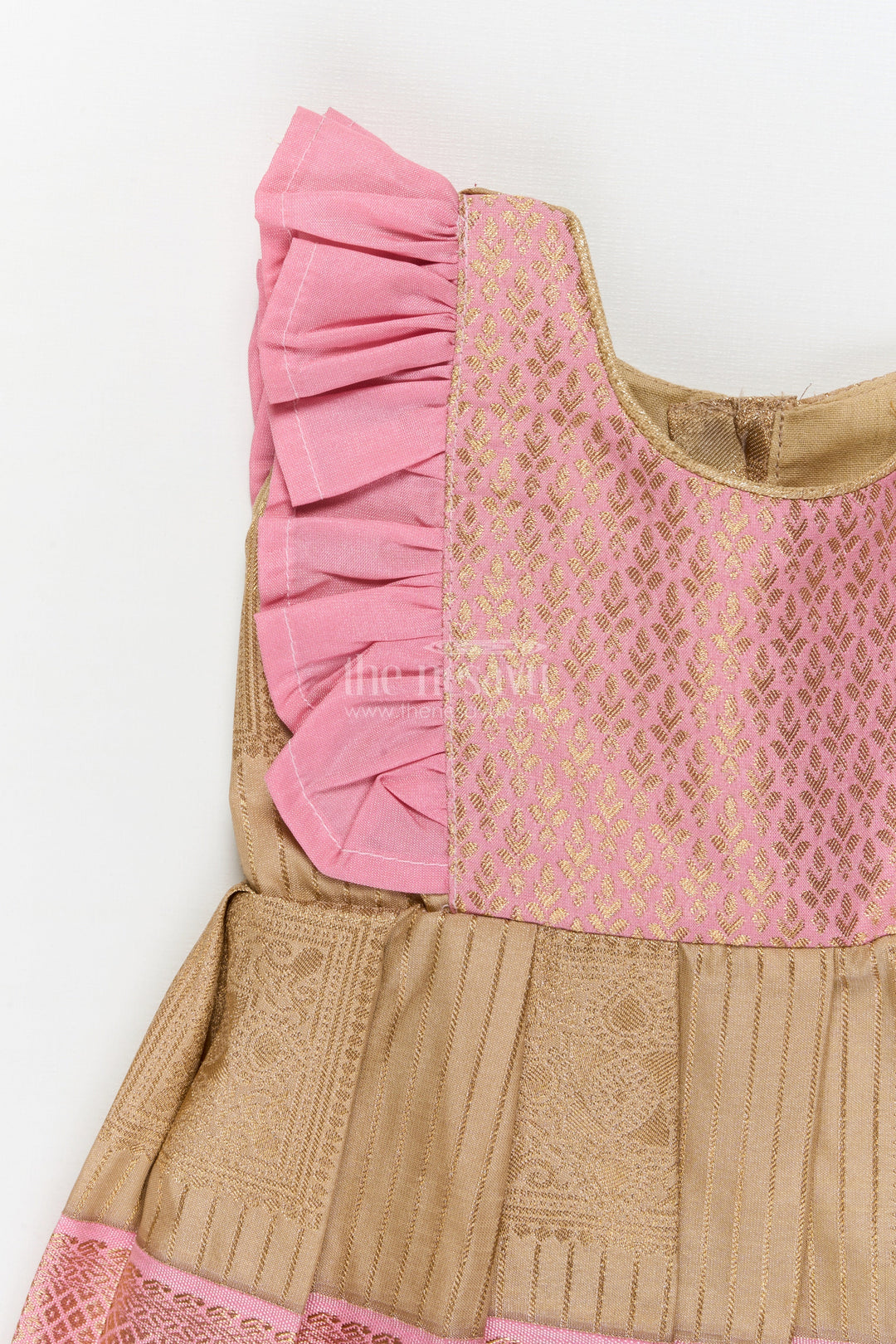 The Nesavu Girls Kanchi Silk Frock Toddler Girl Kanchi Silk Frock for Ethnic Celebrations and Birthday Rituals Nesavu Nesavu toddler girl Kanchi silk frock for traditional birthdays and cultural functions