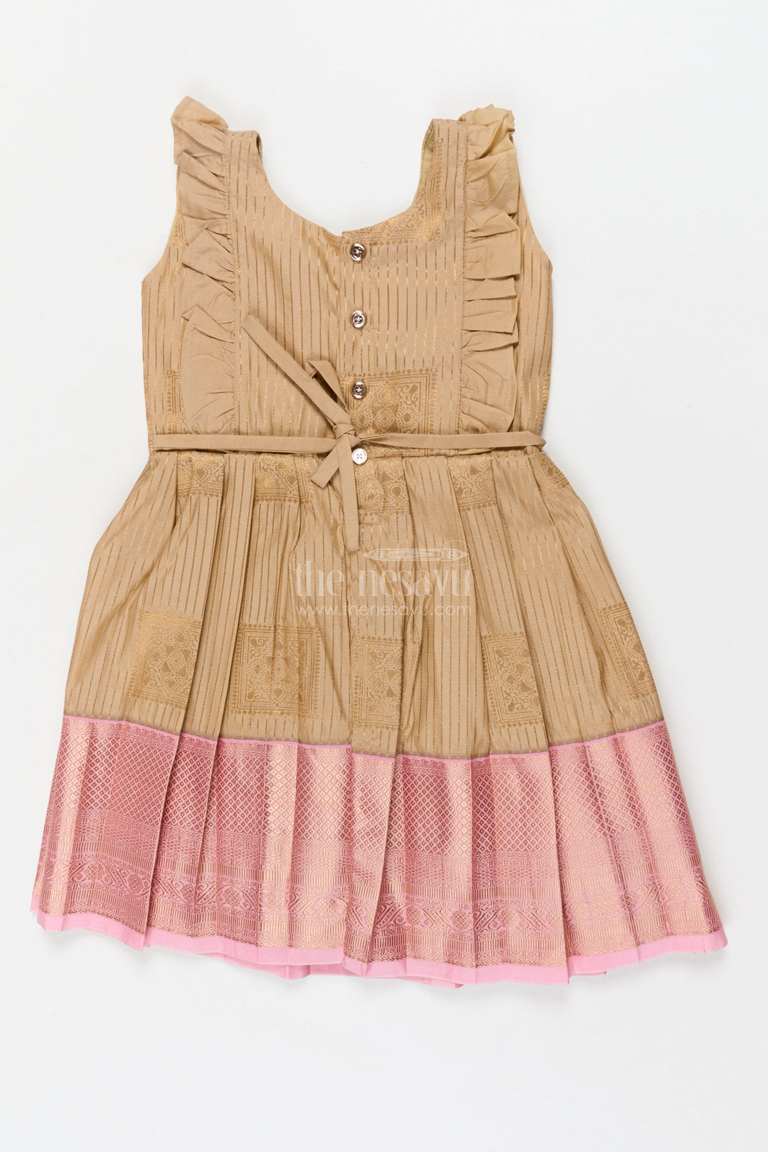 The Nesavu Girls Kanchi Silk Frock Toddler Girl Kanchi Silk Frock for Ethnic Celebrations and Birthday Rituals Nesavu Nesavu toddler girl Kanchi silk frock for traditional birthdays and cultural functions