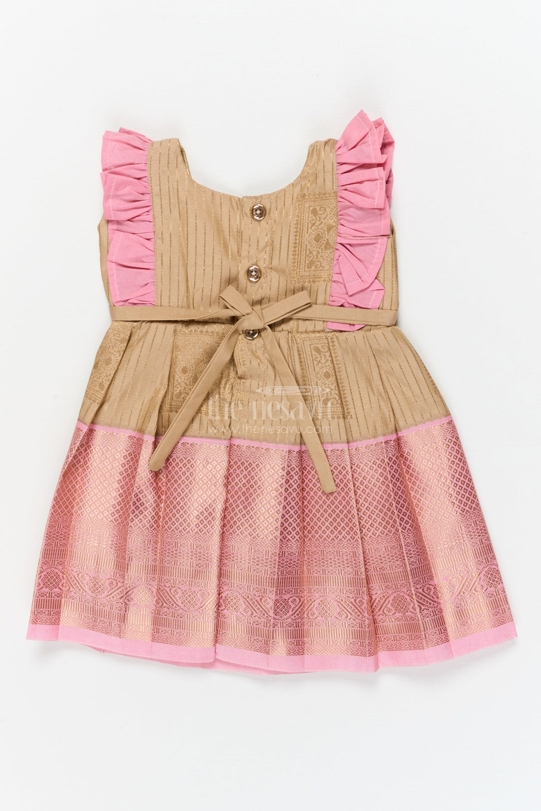 The Nesavu Girls Kanchi Silk Frock Toddler Girl Kanchi Silk Frock for Ethnic Celebrations and Birthday Rituals Nesavu Nesavu toddler girl Kanchi silk frock for traditional birthdays and cultural functions