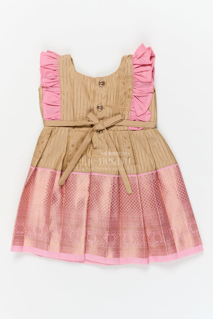 The Nesavu Girls Kanchi Silk Frock Toddler Girl Kanchi Silk Frock for Ethnic Celebrations and Birthday Rituals Nesavu Nesavu toddler girl Kanchi silk frock for traditional birthdays and cultural functions