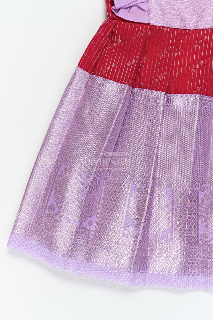 The Nesavu Girls Kanchi Silk Frock Toddler Girl Kanchi Silk Frock for Weddings and Festive Occasions Nesavu Nesavu toddler girl Kanchi silk frock for festive functions and family wedding celebrations