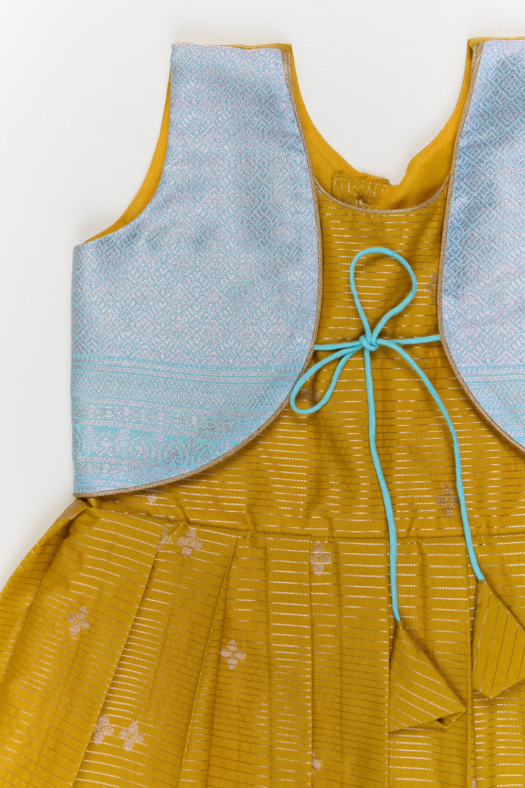 The Nesavu Girls Kanchi Silk Frock Toddler Girl Kanchipuram Silk Frock for Weddings and Festive Functions Nesavu Nesavu kanchipuram silk frock for toddler girls with pleats and festive jacket design