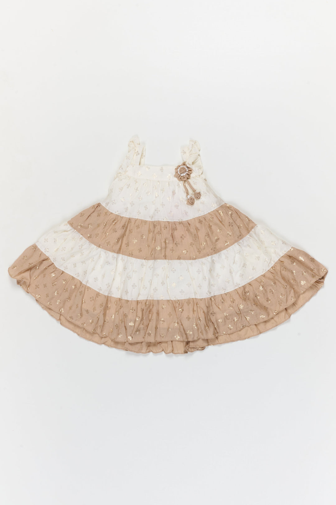 The Nesavu Girls Cotton Frock Toddler Girl Layered Frock for Festive Gatherings and Family Occasions Nesavu 20 (3Y) / Multicolor / Georgette GFC2117A-20 Nesavu toddler girl layered georgette frock with gold foil for festive occasions and birthdays