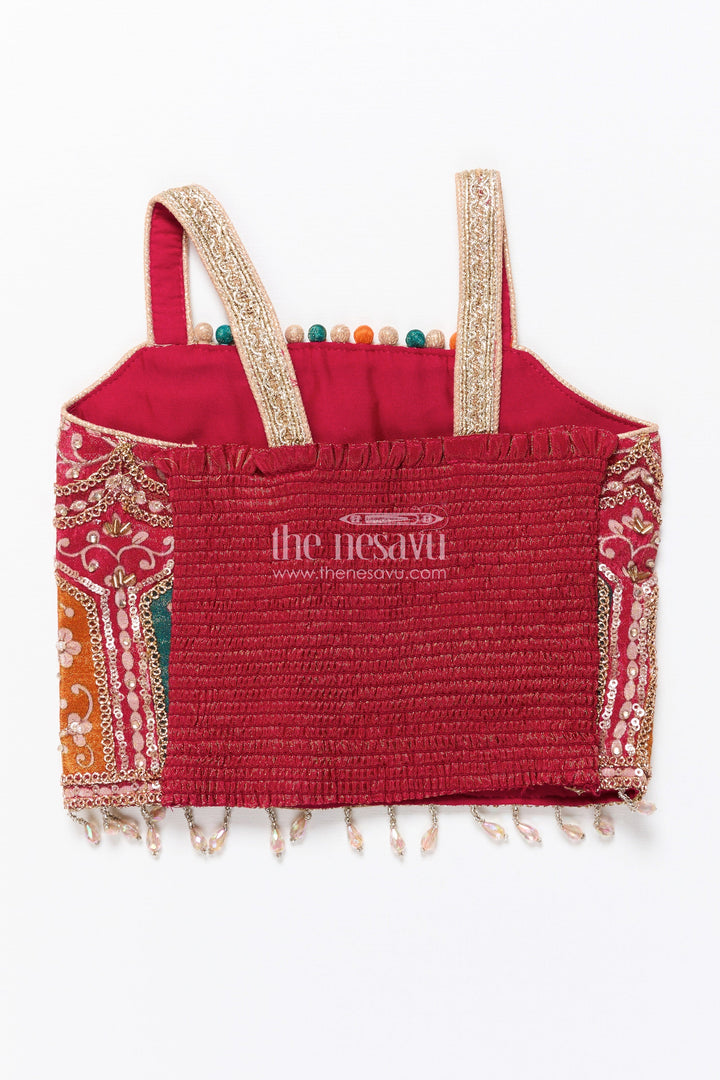 The Nesavu Girls Lehenga Choli Toddler Girl Lehenga Set for Temple Visits and Family Festivals Nesavu Nesavu toddler girl lehenga choli multicolor embroidery temple festive occasions