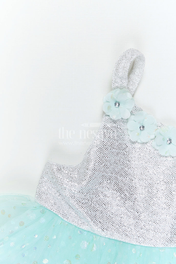The Nesavu Girls Fancy Party Frock Toddler Girl Party Dress for Photoshoots and Evening Functions Nesavu Nesavu Toddler Girl Party Dress For Photoshoots And Evening Functions With Shimmer And Soft Net Flare