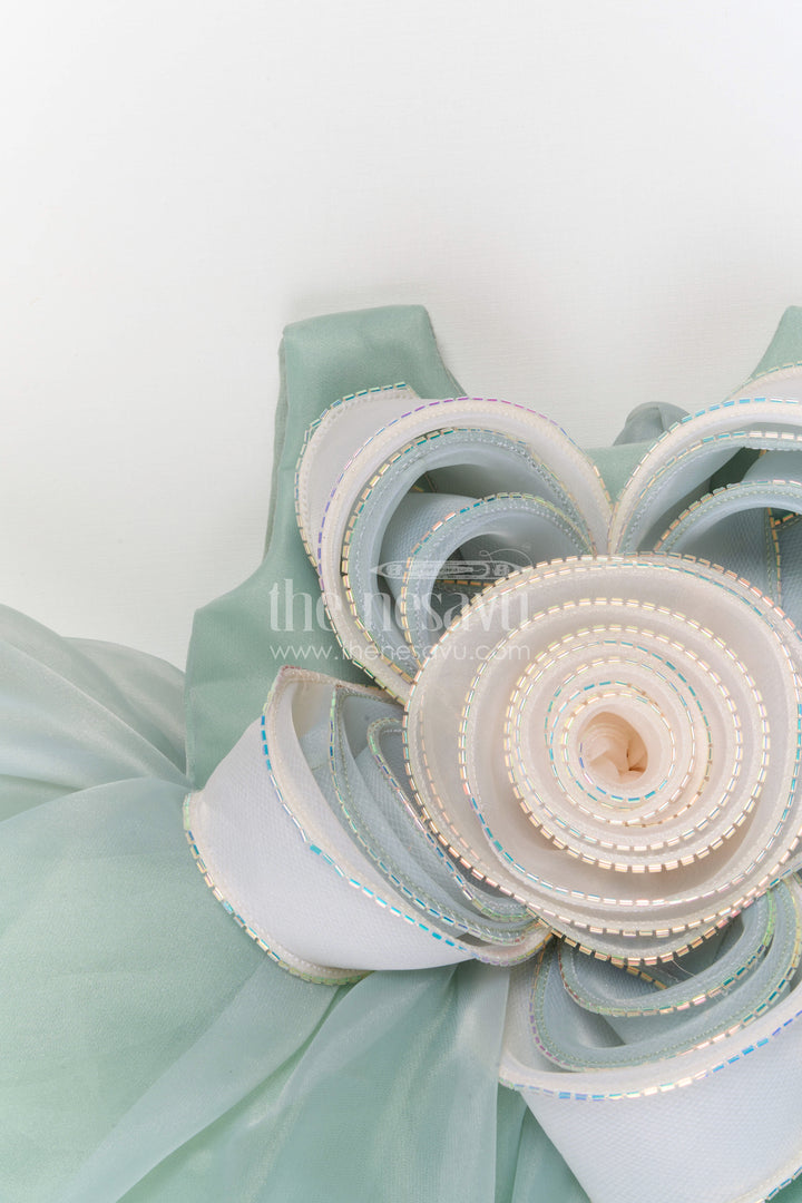 The Nesavu Girls Fancy Party Frock Toddler Girl Party Frock for Birthdays and Photoshoots Nesavu Nesavu toddler girl organza party frock for birthdays and photoshoots with floral detail and layered skirt