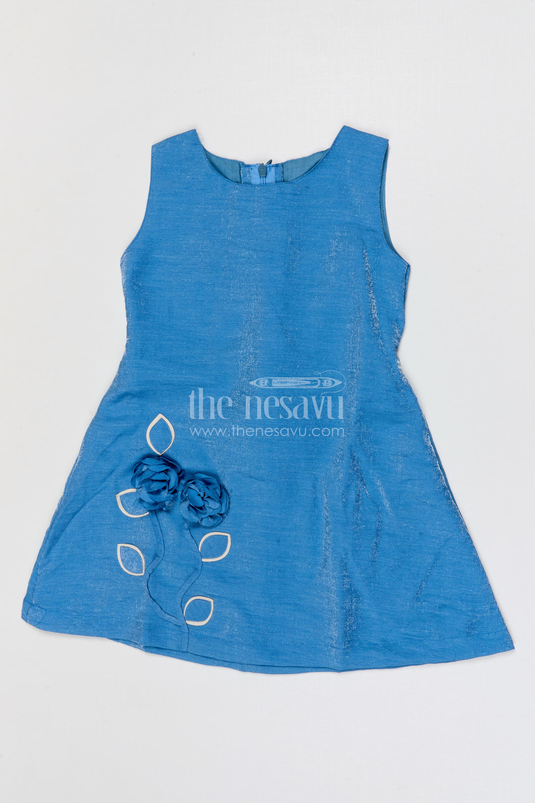 The Nesavu Girls Cotton Frock Toddler Girl Party Frock with Embellished Jacket for Celebrations Nesavu Nesavu toddler girl georgette party frock with flower embellished jacket for birthdays and celebrations