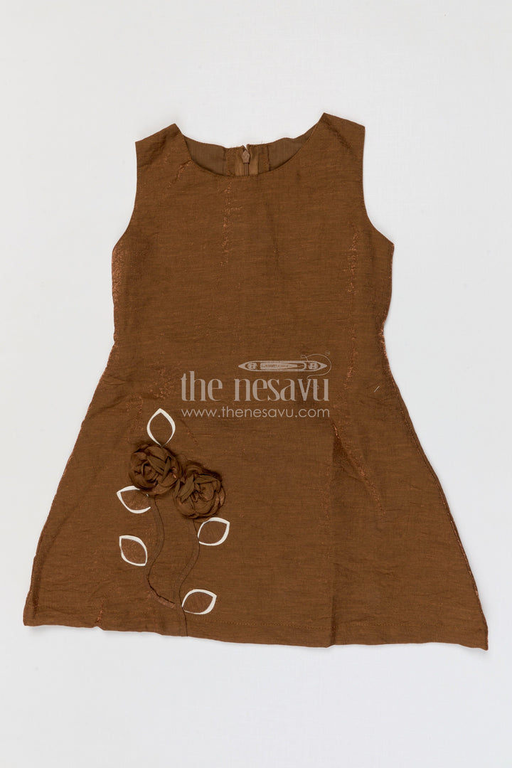 The Nesavu Girls Cotton Frock Toddler Girl Party Frock with Embellished Jacket for Special Occasions Nesavu Nesavu toddler girl georgette party frock with flower embellished jacket for birthdays and festive occasions