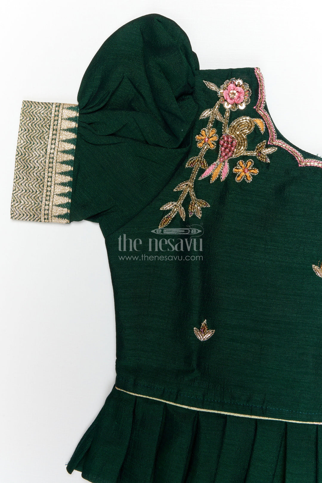 The Nesavu Pattu Pavadai Toddler Girl Pattu Pavadai for Festive Occasions and Cultural Events Nesavu Nesavu toddler girl pattu pavadai set with zari border for festive and ethnic celebrations