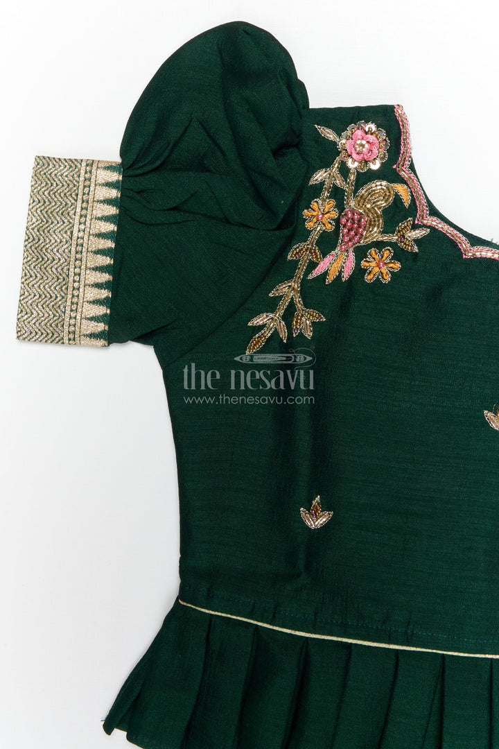 The Nesavu Pattu Pavadai Toddler Girl Pattu Pavadai for Festive Occasions and Cultural Events Nesavu Nesavu toddler girl pattu pavadai set with zari border for festive and ethnic celebrations