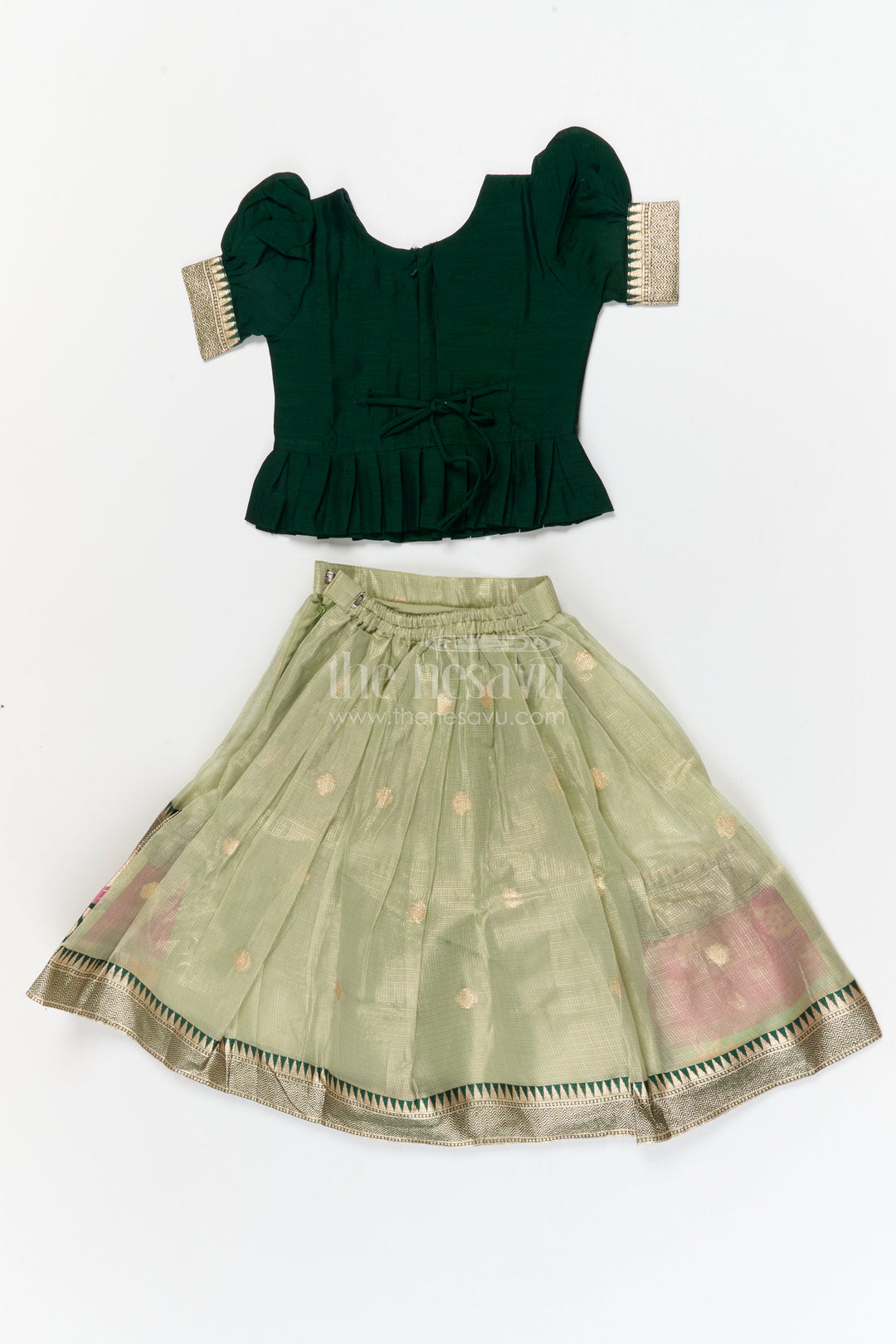 The Nesavu Pattu Pavadai Toddler Girl Pattu Pavadai for Festive Occasions and Cultural Events Nesavu Nesavu toddler girl pattu pavadai set with zari border for festive and ethnic celebrations