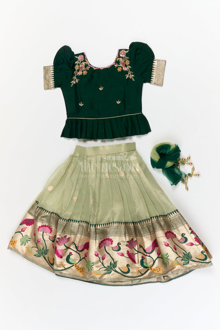 The Nesavu Pattu Pavadai Toddler Girl Pattu Pavadai for Festive Occasions and Cultural Events Nesavu Nesavu toddler girl pattu pavadai set with zari border for festive and ethnic celebrations