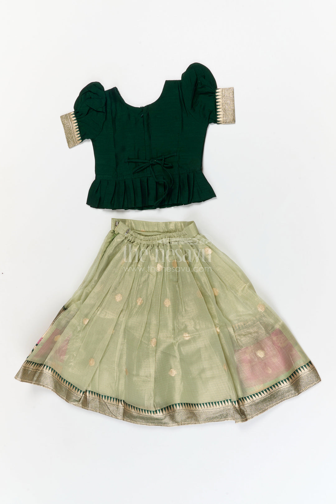 The Nesavu Pattu Pavadai Toddler Girl Pattu Pavadai for Festive Occasions and Cultural Events Nesavu Nesavu toddler girl pattu pavadai set with zari border for festive and ethnic celebrations