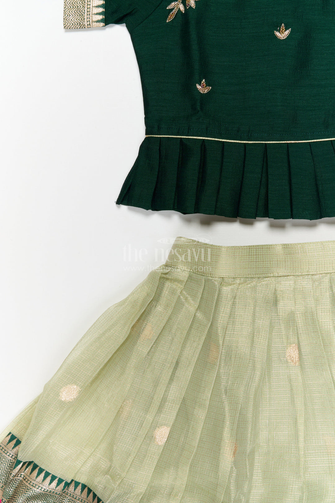 The Nesavu Pattu Pavadai Toddler Girl Pattu Pavadai for Festive Occasions and Cultural Events Nesavu Nesavu toddler girl pattu pavadai set with zari border for festive and ethnic celebrations