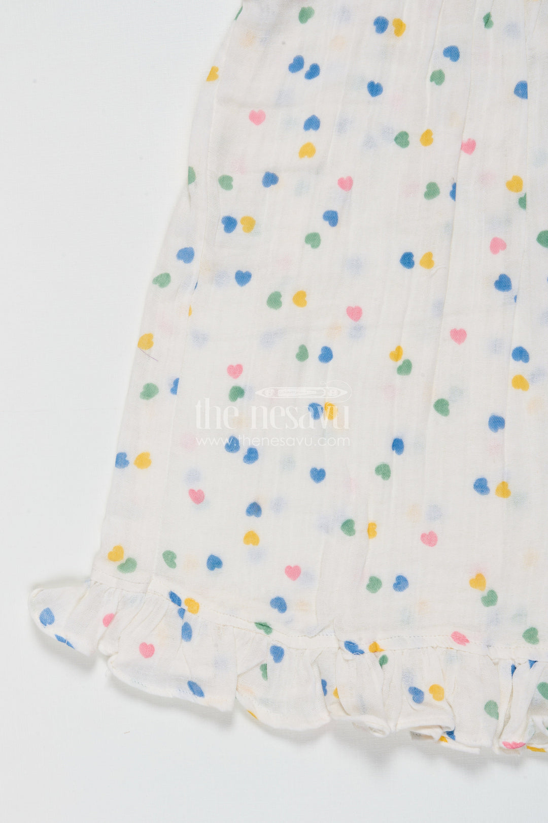 The Nesavu Girls Cotton Frock Toddler Girl Printed Muslin Cotton Frock for Summer and Everyday Comfort Nesavu Nesavu toddler girl muslin cotton frock with heart prints for daily wear and comfort