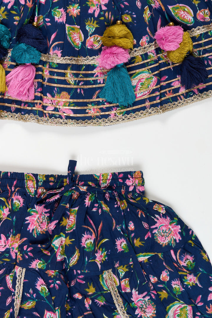The Nesavu Girls Sharara / Plazo Set Toddler girl sharara set for ethnic events and school functions Nesavu Nesavu toddler girl sharara set cotton block print ethnic functions