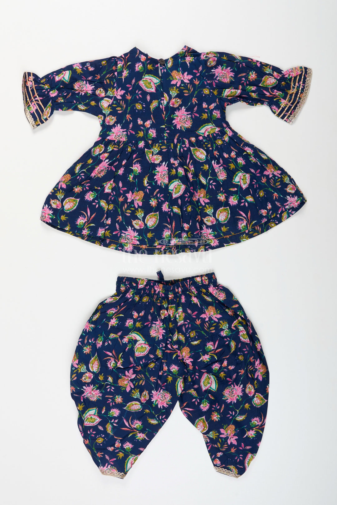 The Nesavu Girls Sharara / Plazo Set Toddler girl sharara set for ethnic events and school functions Nesavu Nesavu toddler girl sharara set cotton block print ethnic functions