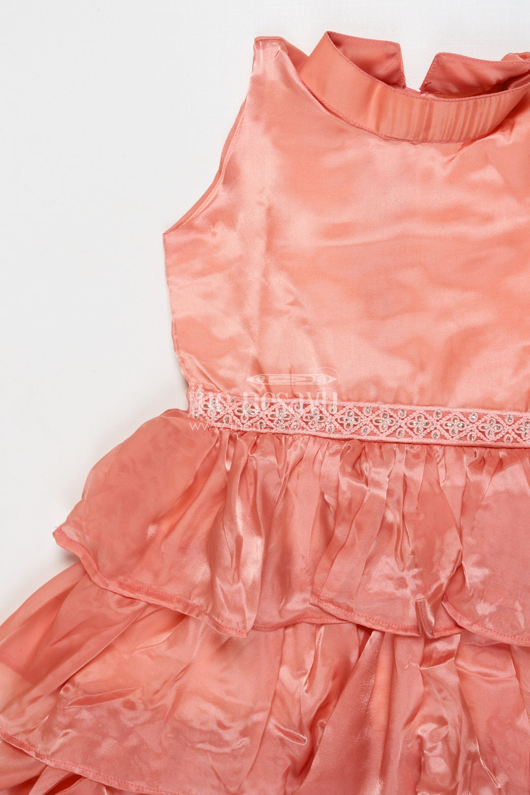The Nesavu Girls Cotton Frock Toddler Girl Sleeveless Organza Frock for Birthdays and Festive Wear Nesavu Nesavu toddler girl organza frock with ruffles for birthdays and festive occasions