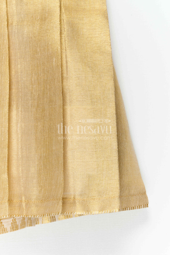 The Nesavu Tie-up Frock Toddler Girl Tie up Frock for Birthday Celebrations Nesavu 16 (1Y) / Gold / Tissue T435C-16 Nesavu Toddler Girl Tissue Silk Tie Up Frock For Birthdays And Festive Occasions