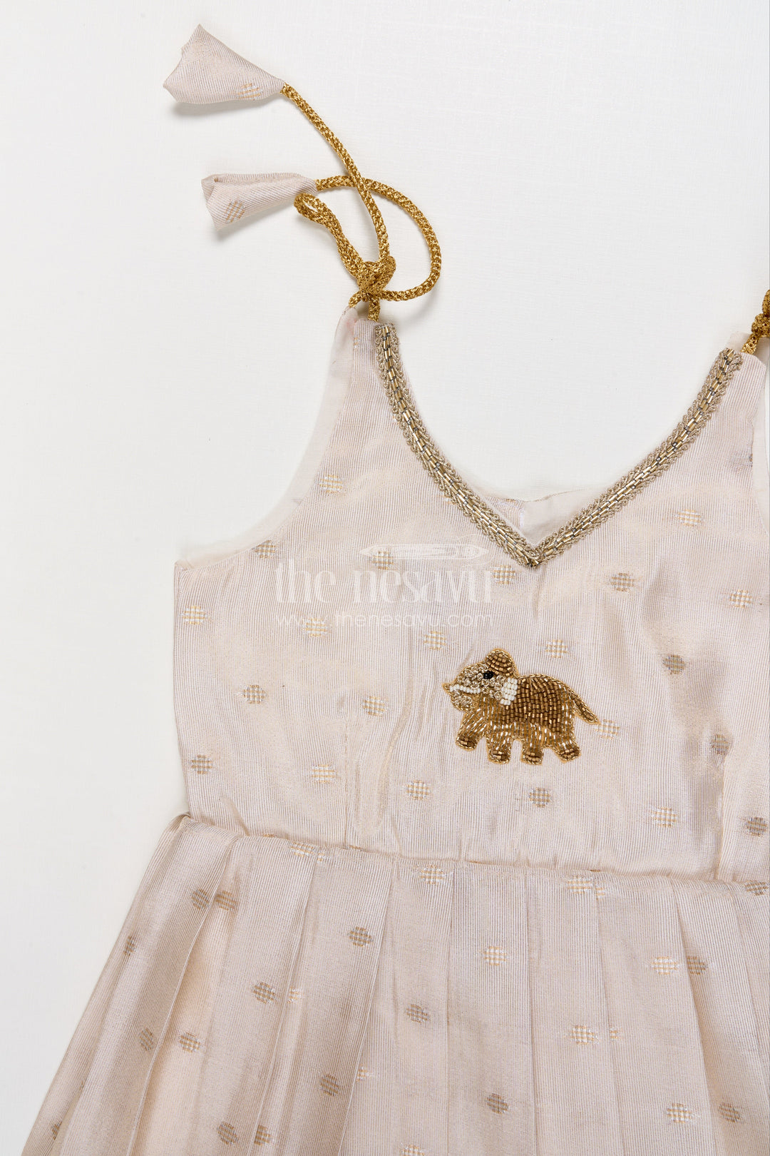 The Nesavu Tie-up Frock Toddler Girl Traditional Tie-up Frock for Festive Occasions Nesavu Nesavu toddler girl traditional frock with tie-up straps and Banaras silk for festive functions