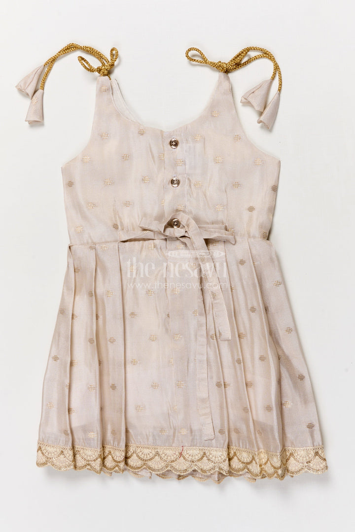 The Nesavu Tie-up Frock Toddler Girl Traditional Tie-up Frock for Festive Occasions Nesavu Nesavu toddler girl traditional frock with tie-up straps and Banaras silk for festive functions