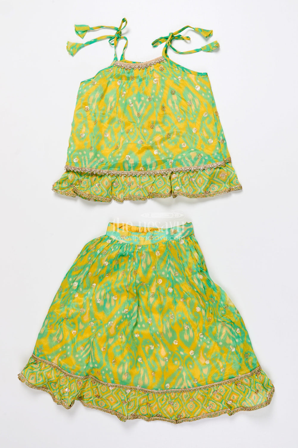 The Nesavu Girls Lehenga Choli Toddler Girls Lehenga Choli Set for Weddings and Festive Events Nesavu 16 (1Y) / Green GL745A-16 Nesavu toddler girls lehenga choli festive functions weddings digital print