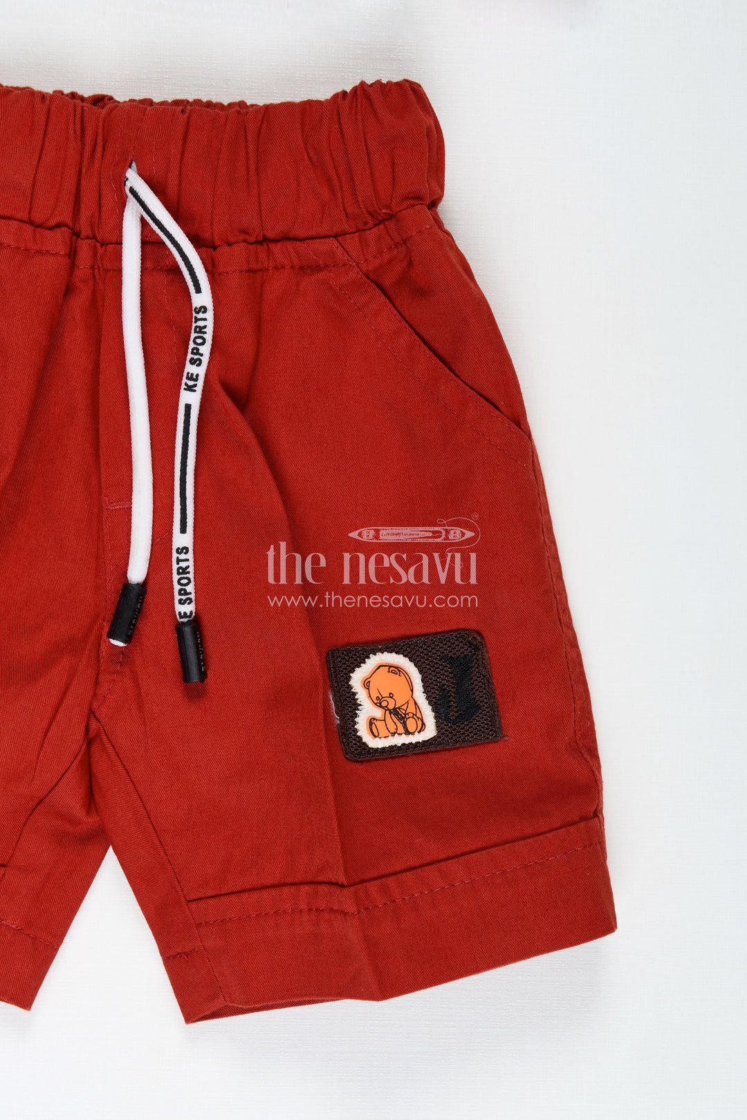 The Nesavu Boys Casual Set Toddler Outfit with Town Print Shirt and Red Shorts Nesavu Nesavu Cute Town Print Toddler Outfit Cotton Shirt Red Shorts All Day Comfort
