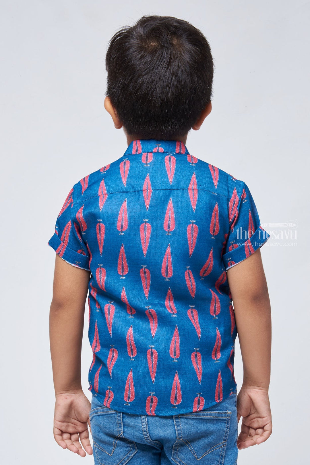 The Nesavu Boys Linen Shirt Traditional Ajrakh Hand Block Print Boys' Shirt: Add a Touch of India to Your Wardrobe Nesavu Hand Block Printed Shirt for Boys | Boys Premium Shirt | The Nesavu