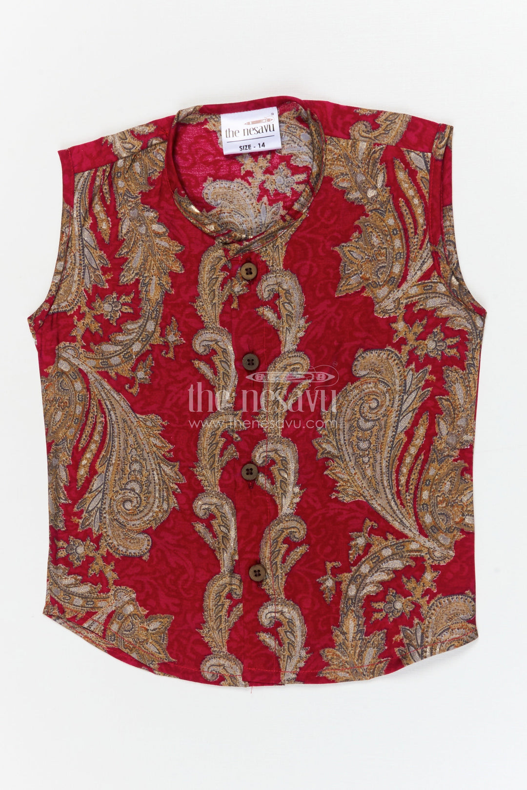 The Nesavu Baby Jablas Traditional Baby Jabla Top for Special Days and Comfy Dressing Nesavu 10 (NB) / Pink / Viscose Silk IF042B-10 Nesavu traditional modal silk baby jabla with metallic print – ideal for poojas and festive days