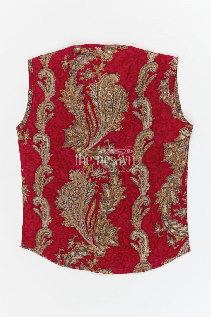 The Nesavu Baby Jablas Traditional Baby Jabla Top for Special Days and Comfy Dressing Nesavu 10 (NB) / Pink / Viscose Silk IF042B-10 Nesavu traditional modal silk baby jabla with metallic print – ideal for poojas and festive days