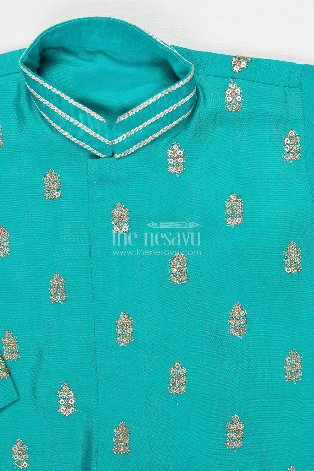 The Nesavu Boys Dothi Set Traditional Boys Dhoti Set for Poojas and Temple Visits Nesavu Nesavu traditional boys dhoti kurta set sequin embroidery temple festive wear
