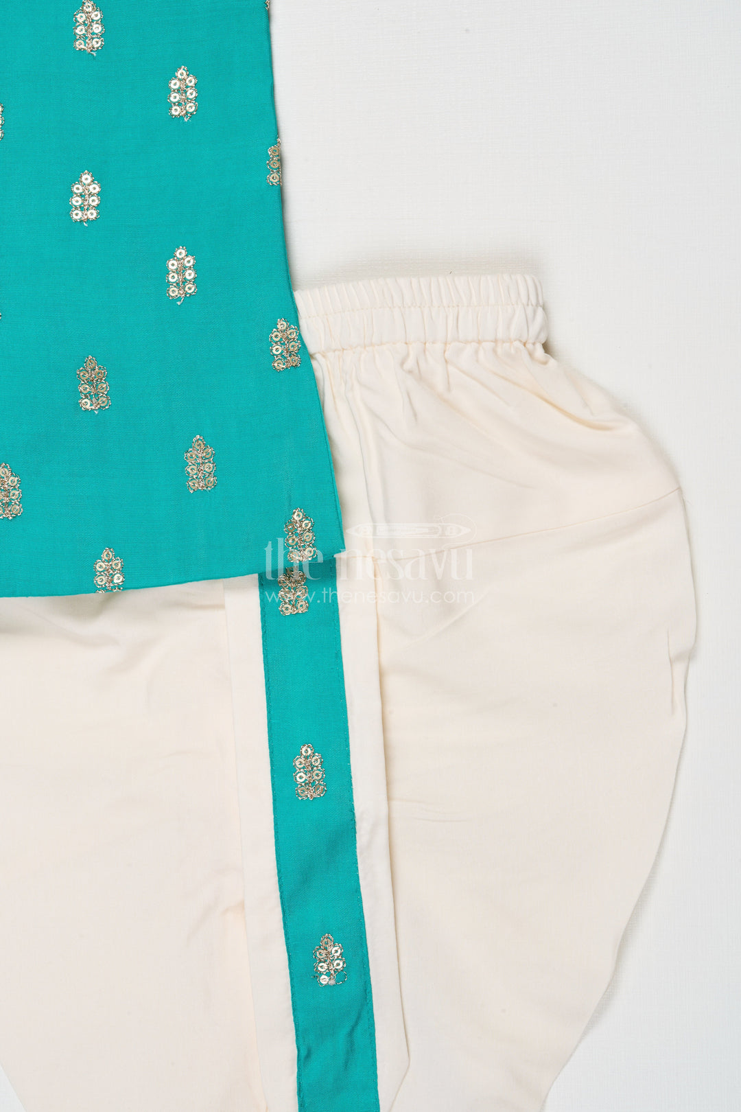 The Nesavu Boys Dothi Set Traditional Boys Dhoti Set for Poojas and Temple Visits Nesavu Nesavu traditional boys dhoti kurta set sequin embroidery temple festive wear