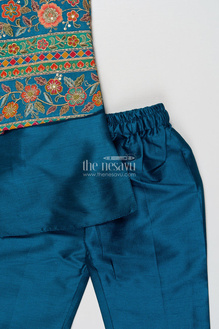 The Nesavu Boys Jacket Sets Traditional Boys Jacket Kurta Set for Festivals and Events Nesavu Nesavu boys traditional jacket kurta set embroidery weddings ethnic wear